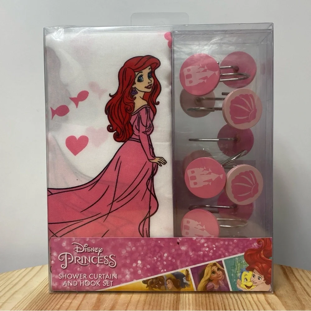 Disney Princess Pink Shower Curtain and Hook Set (New in package)